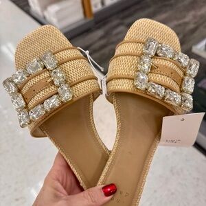 🌸 #4084-64.  a new day Tan Sandals with Crystal Accents